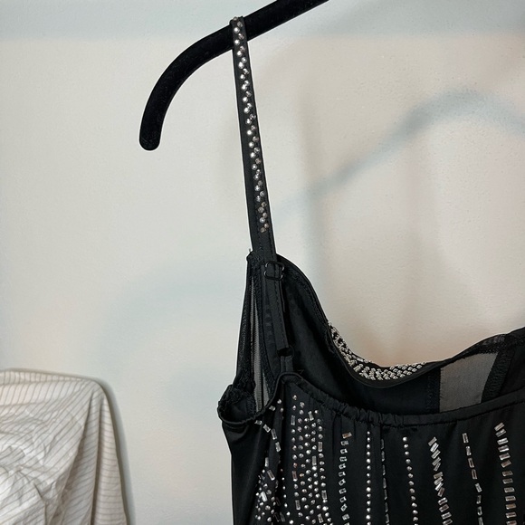 Elegant Black Sheer Beaded Dress - Extra Large Stretch Cocktail Party Dress XL - Picture 6 of 11